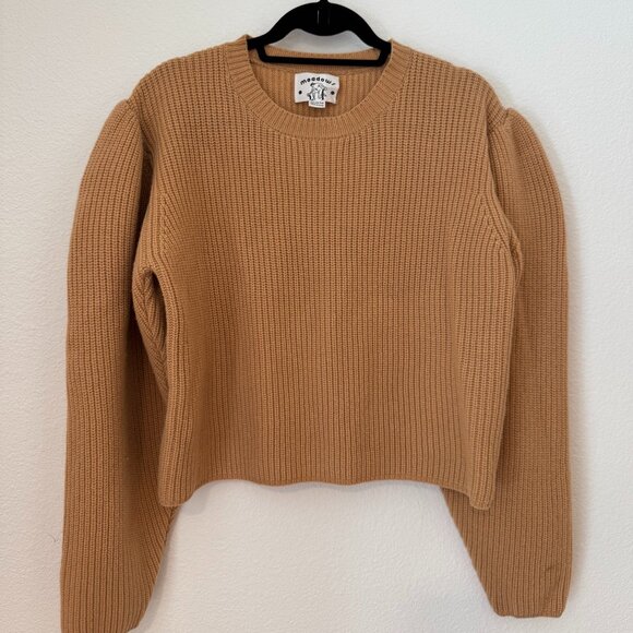Meadows Camel Wool Fisherman Knit Sweater | 100% RWS Wool | US Size 6 | UK -10 - Picture 1 of 5
